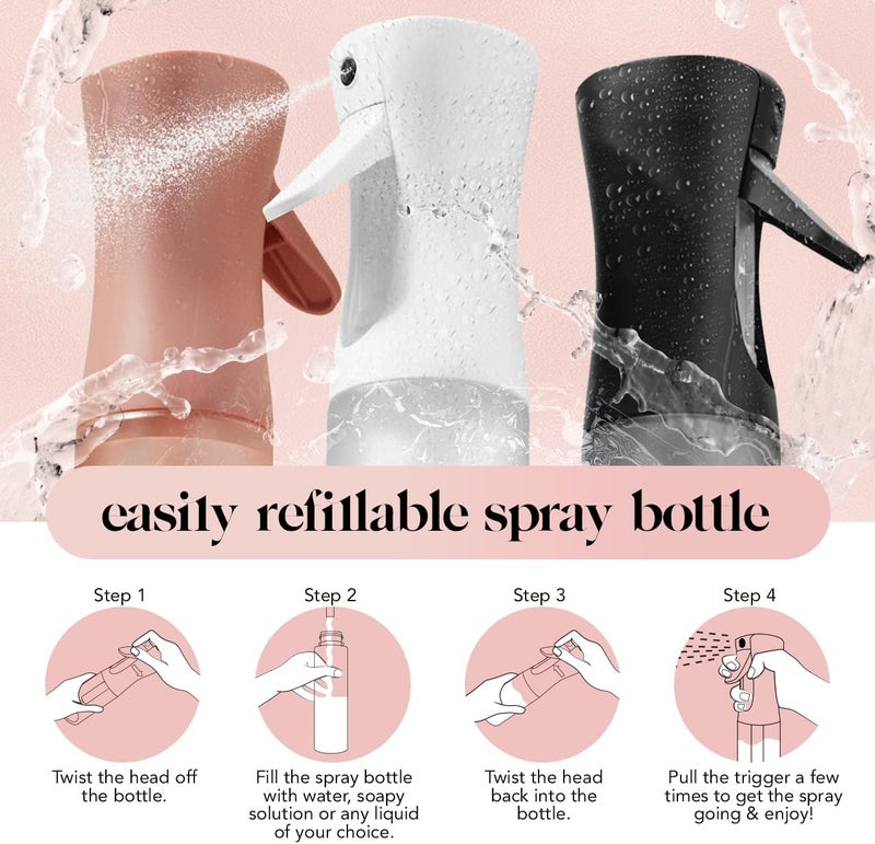 Kitsch Continuous Spray Bottle for Hair – Fine Mist Water Mister & Water Spray Bottle – Recycled Hair Spray Bottle – Spray Bottles for Cleaning, Styling, Plants & More – Black, 150ml - Image 4